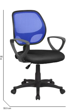 Sedia con ruote Ddjidj, 56x57h88/100 cm, Nero e Blu<Dmora Best Sale