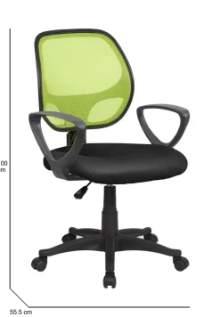 Sedia con ruote Ddjidj, 56x57h88/100 cm, Nero e Verde<Dmora Fashion