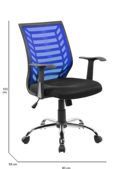 Sedia con ruote Dfann, 59x60h93/103 cm, Nero e Blu<Dmora Flash Sale
