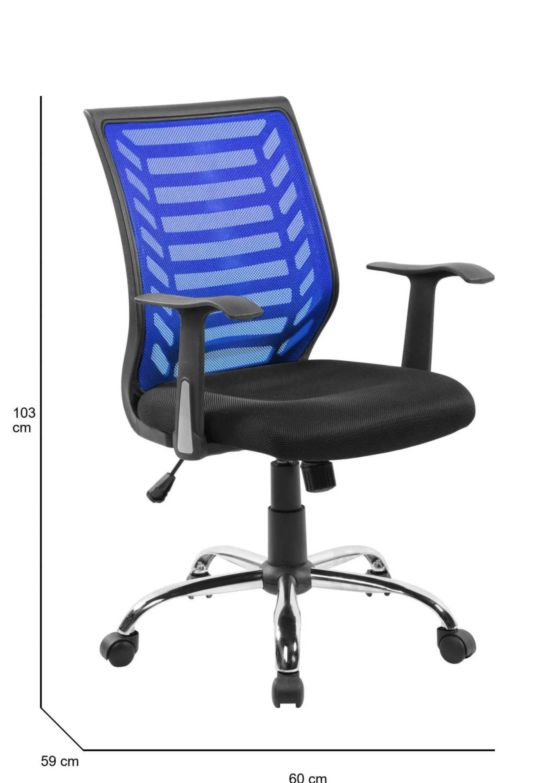Sedia con ruote Dfann, 59x60h93/103 cm, Nero e Blu<Dmora Flash Sale