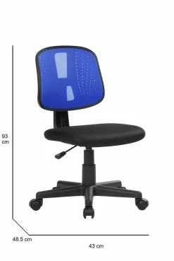 Sedia con ruote Dlazeti, 49x43h81/93 cm, Nero e Blu<Dmora Cheap