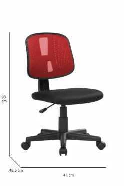 Sedia con ruote Dlazeti, 49x43h81/93 cm, Nero e Rosso<Dmora Online