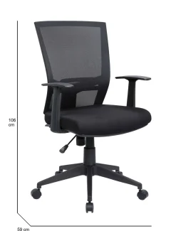 Sedia con ruote Eulalia, 59x64h96/106 cm,<Dmora New