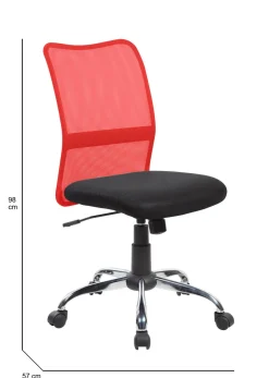 Sedia con ruote Maysak, 57x46h90/100 cm, Nero e Rosso<Dmora Cheap