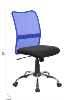 Sedia con ruote Maysak, 57x46h90/100 cm, Nero e Blu<Dmora Flash Sale