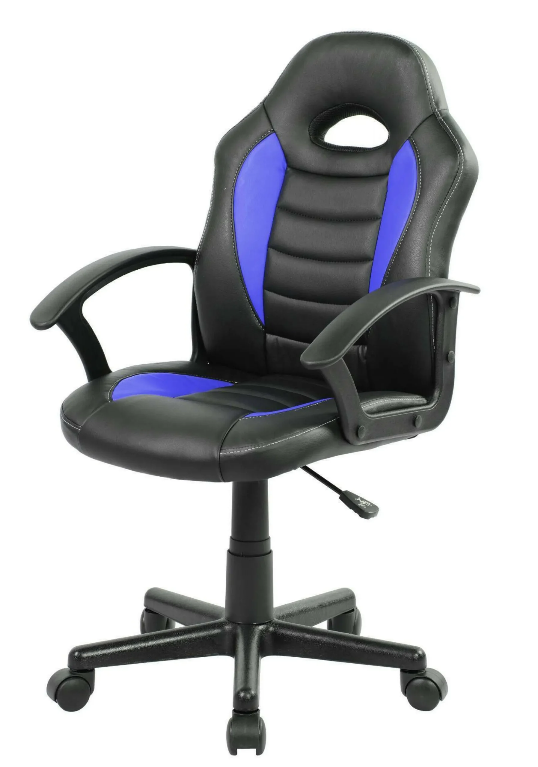 Sedia con ruote Miranda, 56x55h89/100 cm, Nero e Blu<Dmora Cheap