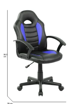 Sedia con ruote Miranda, 56x55h89/100 cm, Nero e Blu<Dmora Cheap