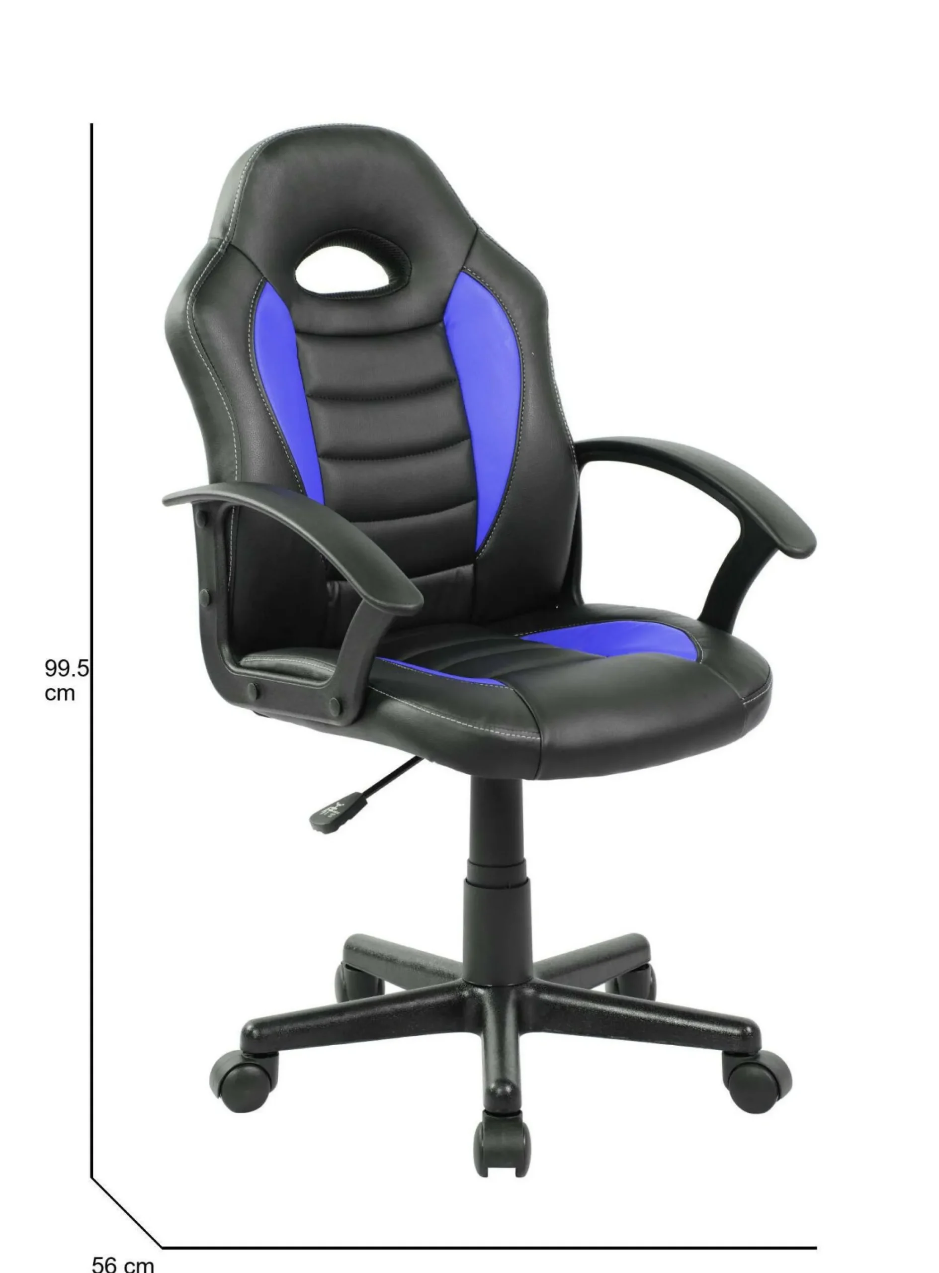Sedia con ruote Miranda, 56x55h89/100 cm, Nero e Blu<Dmora Cheap