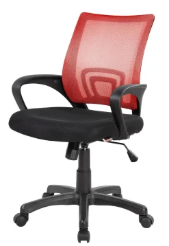 Sedia con ruote Reticolo, 59x54h90/100 cm, Nero e Rosso<Dmora Online
