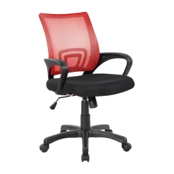 Sedia con ruote Reticolo, 59x54h90/100 cm, Nero e Rosso<Dmora Online