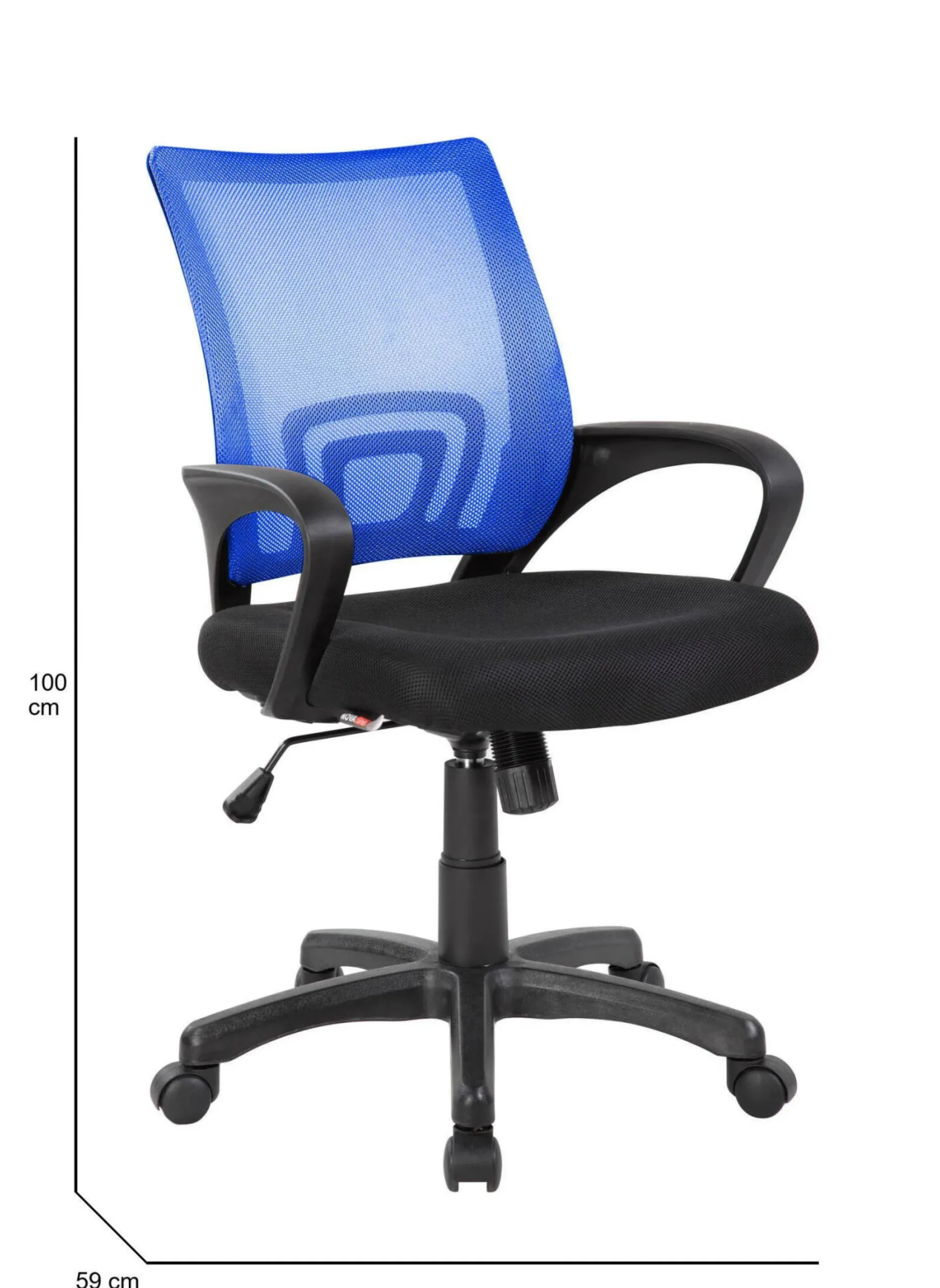 Sedia con ruote Reticolo, 59x54h90/100 cm, Nero e Blu<Dmora Hot