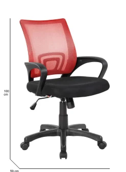 Sedia con ruote Reticolo, 59x54h90/100 cm, Nero e Rosso<Dmora Online