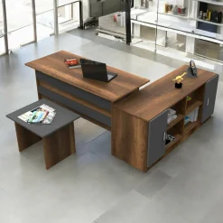 Set da ufficio Dgiammarc, Noce e Antracite<Dmora Online