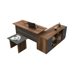 Set da ufficio Dgiammarc, Noce e Antracite<Dmora Online