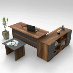 Set da ufficio Dgiammarc, Noce e Antracite<Dmora Online
