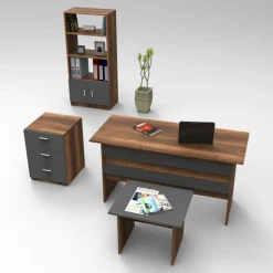 Set da ufficio Dgiampagli, Noce e Antracite<Dmora Online