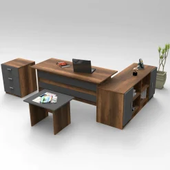 Set da ufficio Dgiovannin, Noce e Antracite<Dmora Best