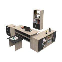Set da ufficio Drasmusse, Quercia e Nero<Dmora Clearance