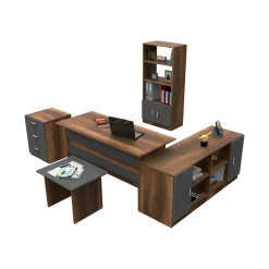 Set da ufficio Drasmusse, Noce e Antracite<Dmora Hot