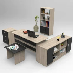 Set da ufficio Drasmusse, Quercia e Nero<Dmora Clearance