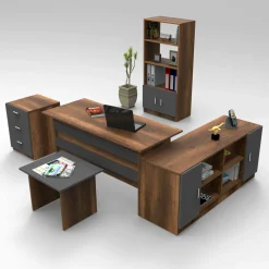 Set da ufficio Drasmusse, Noce e Antracite<Dmora Hot