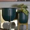 Set di 2 portavasi Barbena, 25x25 h26 cm, Verde e Oro<Dmora Best Sale