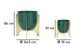 Set di 2 portavasi Barbena, 25x25 h26 cm, Verde e Oro<Dmora Best Sale