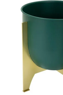 Set di 2 portavasi Barbena, 25x25 h26 cm, Verde e Oro<Dmora Best Sale