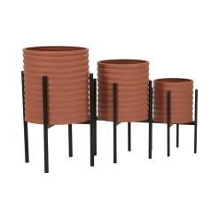 Set di 3 portavasi Cisterna, 36x36 h57 cm, Terracotta e Nero<Dmora Store