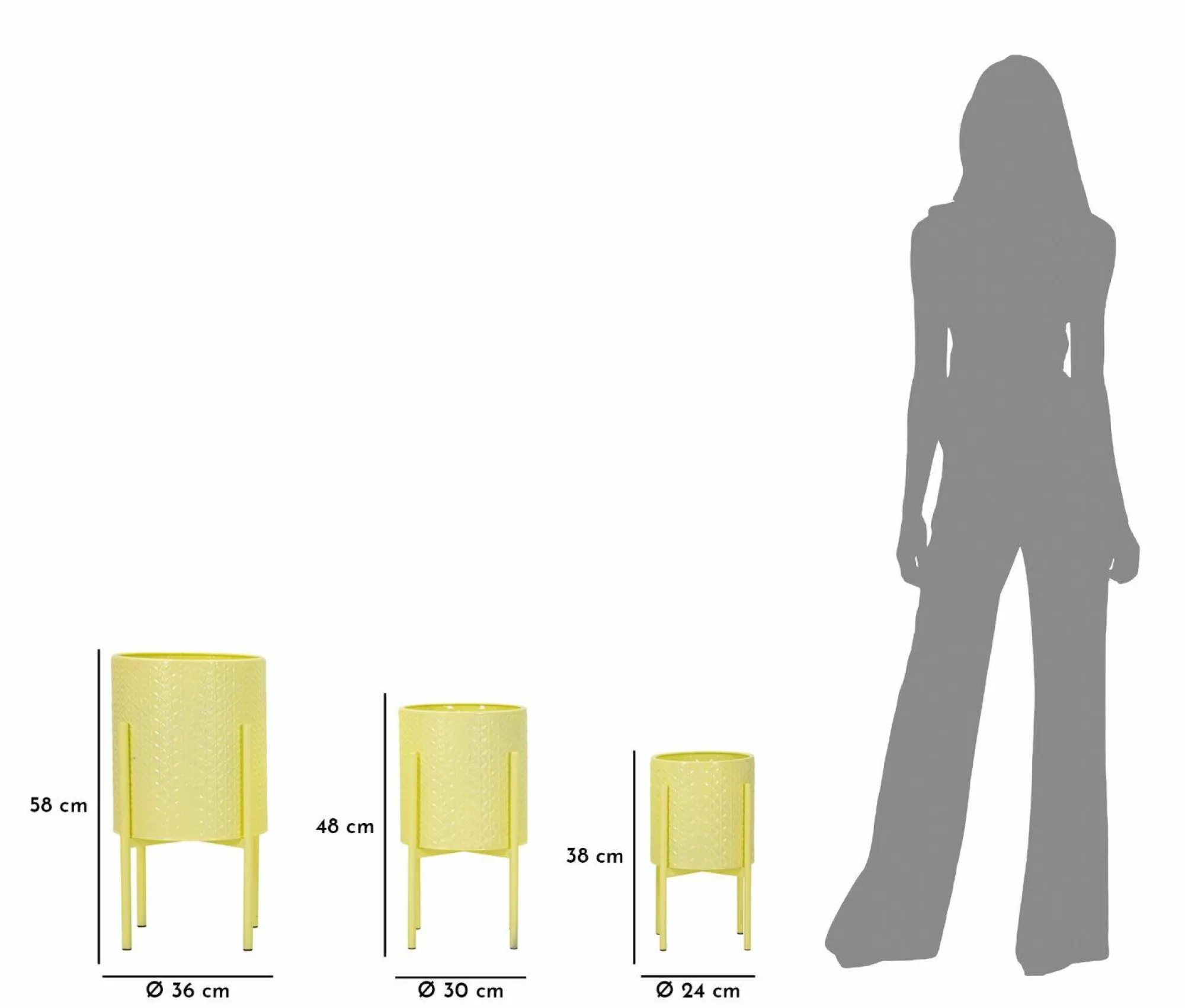 Set di 3 portavasi Cisterna, 36x36 h57 cm,<Dmora Fashion