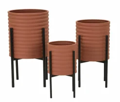 Set di 3 portavasi Cisterna, 36x36 h57 cm, Terracotta e Nero<Dmora Store