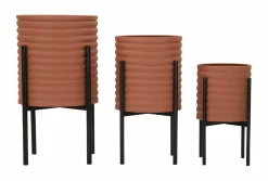 Set di 3 portavasi Cisterna, 36x36 h57 cm, Terracotta e Nero<Dmora Store