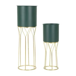 Set di 2 portavasi Parano, 23x23 h70 cm, Verde e Oro<Dmora Flash Sale