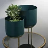 Set di 2 portavasi Subequo, 20x20 h29 cm, Verde e Oro<Dmora Fashion