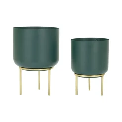 Set di 2 portavasi Subequo, 20x20 h29 cm, Verde e Oro<Dmora Fashion