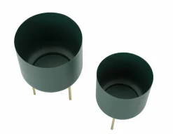 Set di 2 portavasi Subequo, 20x20 h29 cm, Verde e Oro<Dmora Fashion