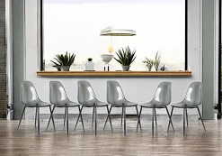 Set di 6 sedie Amstrong, 53x46h81 cm, Fumé<Dmora Clearance