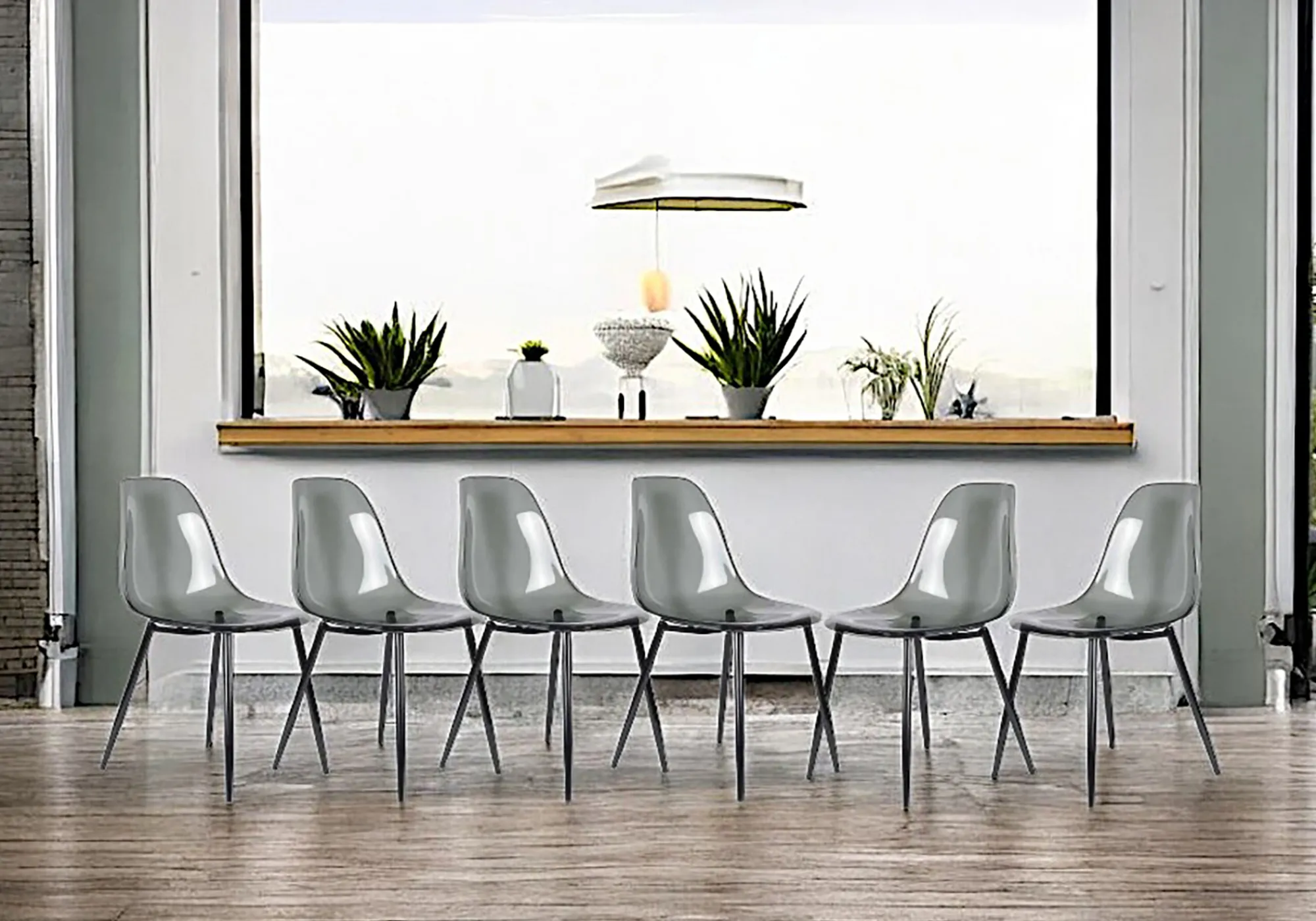 Set di 6 sedie Amstrong, 53x46h81 cm, Fumé<Dmora Clearance