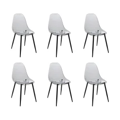 Set di 6 sedie Amstrong, 53x46h81 cm, Fumé<Dmora Clearance