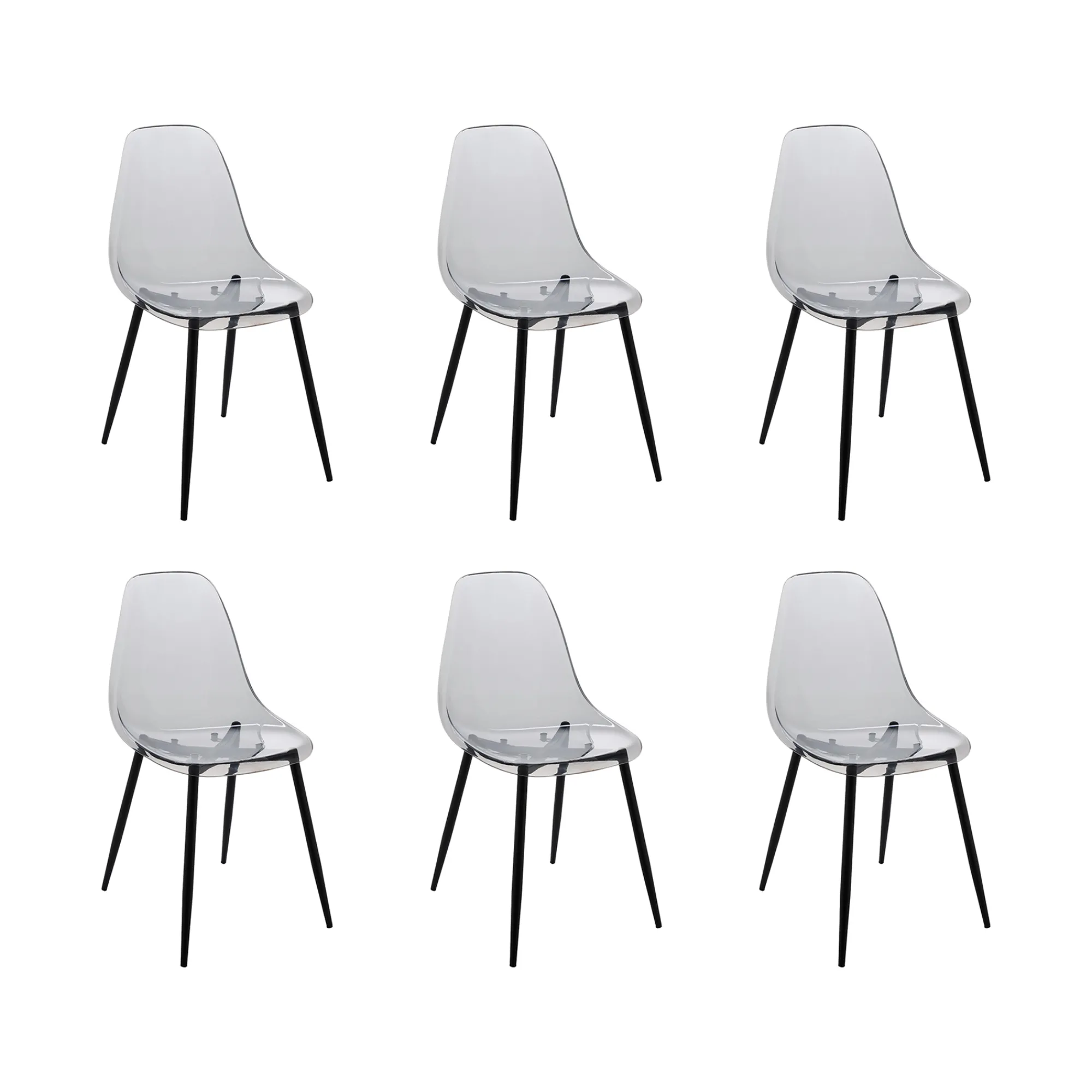 Set di 6 sedie Amstrong, 53x46h81 cm, Fumé<Dmora Clearance