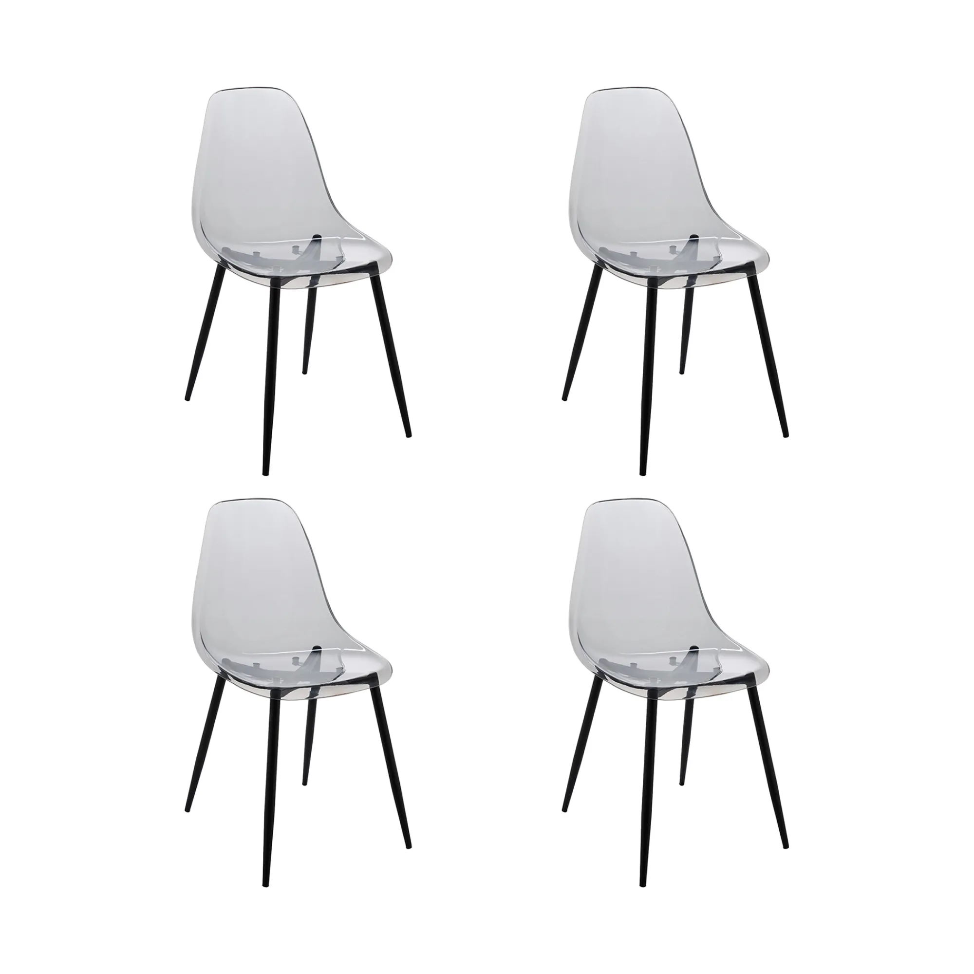 Set di 4 sedie Amstrong, 53x46h81 cm, Fumé<Dmora Clearance