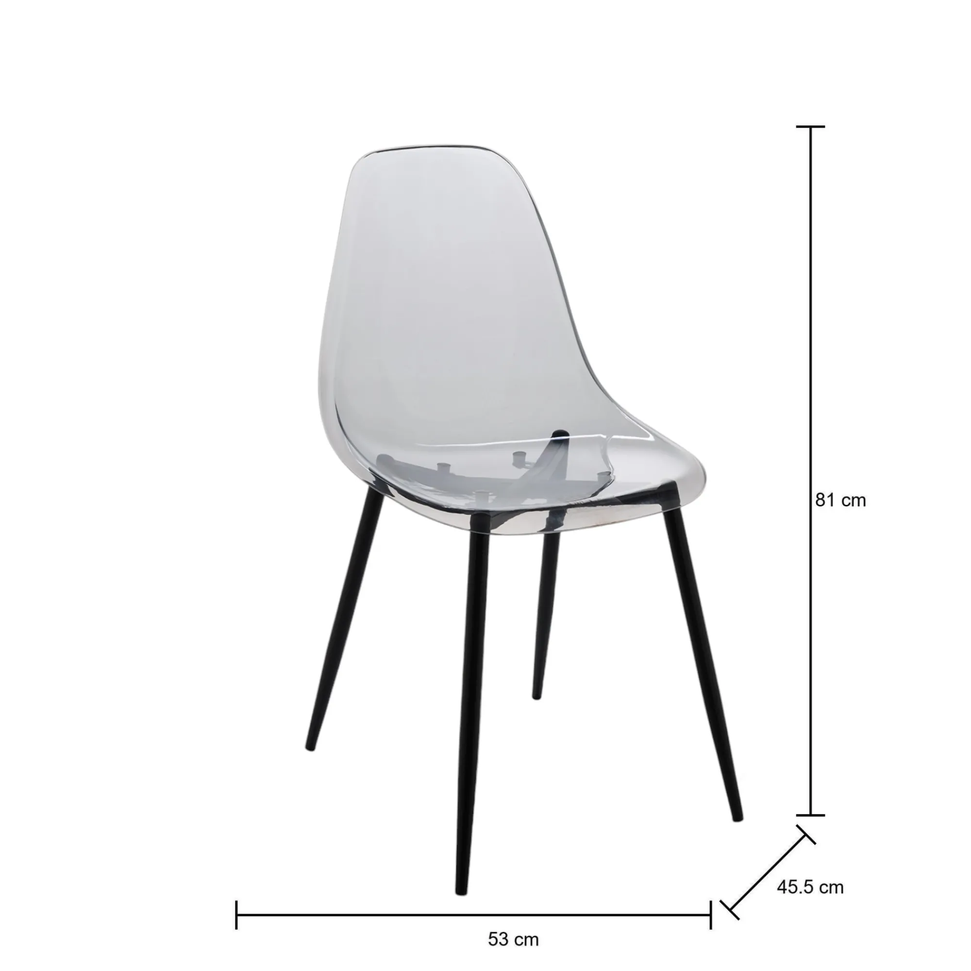 Set di 4 sedie Amstrong, 53x46h81 cm, Fumé<Dmora Clearance