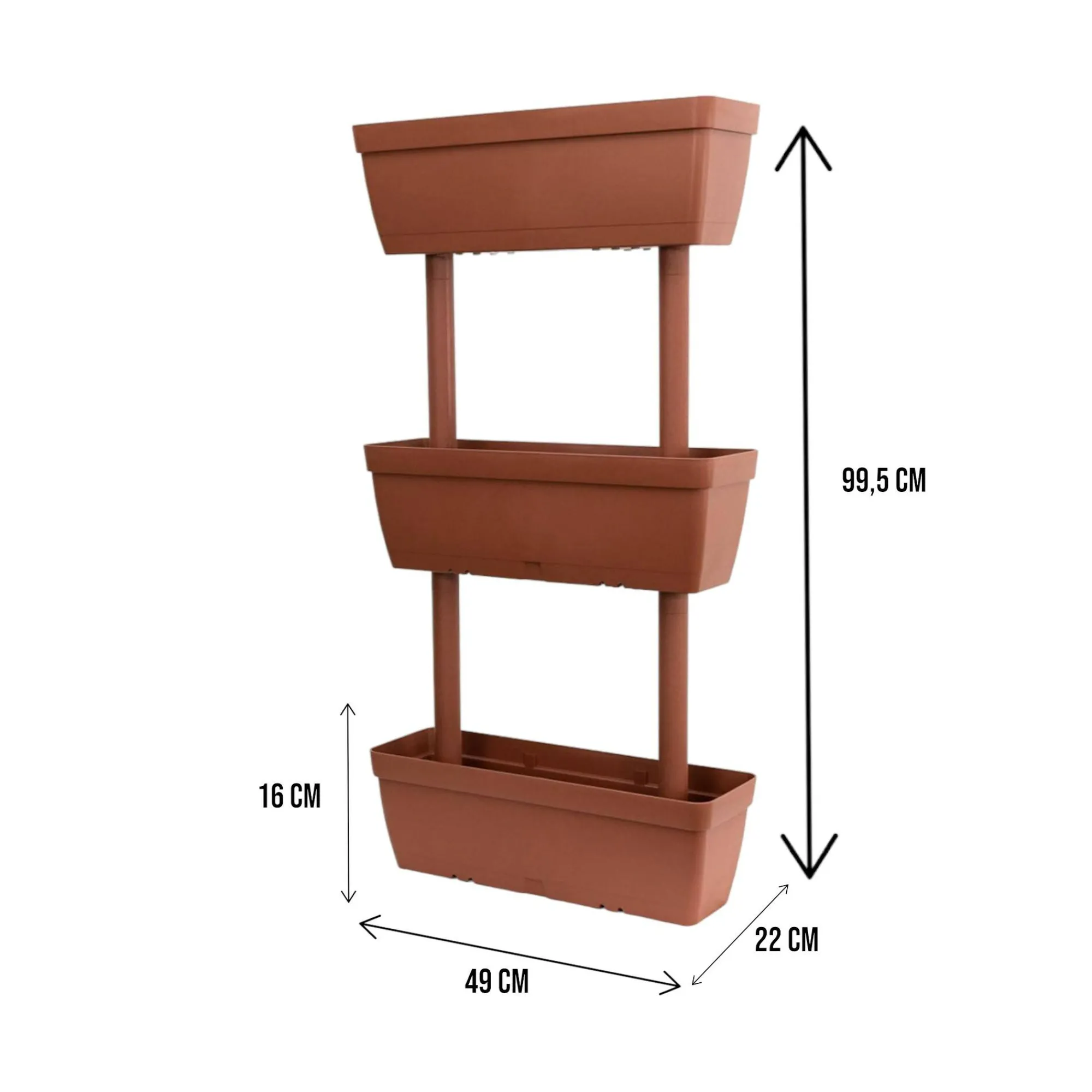 Set di 3 vasi Aldunga, 49x22h16 cm,<Dmora Best