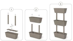 Set di 3 vasi Aldunga, 49x22h16 cm, Tortora<Dmora Flash Sale