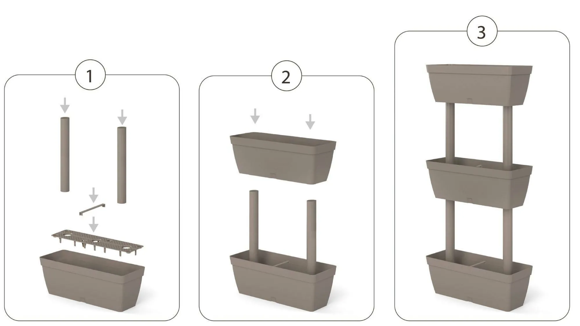 Set di 3 vasi Aldunga, 49x22h16 cm, Tortora<Dmora Flash Sale