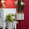 Set di 2 vasi Dore, 17x17 h46 cm, Bianco e Oro<Dmora New
