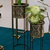 Set di 2 vasi Dore, 17x17 h45 cm, Nero e Oro<Dmora New