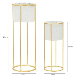 Set di 2 vasi Dore, 17x17 h46 cm, Bianco e Oro<Dmora New