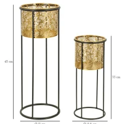 Set di 2 vasi Dore, 17x17 h45 cm, Nero e Oro<Dmora New