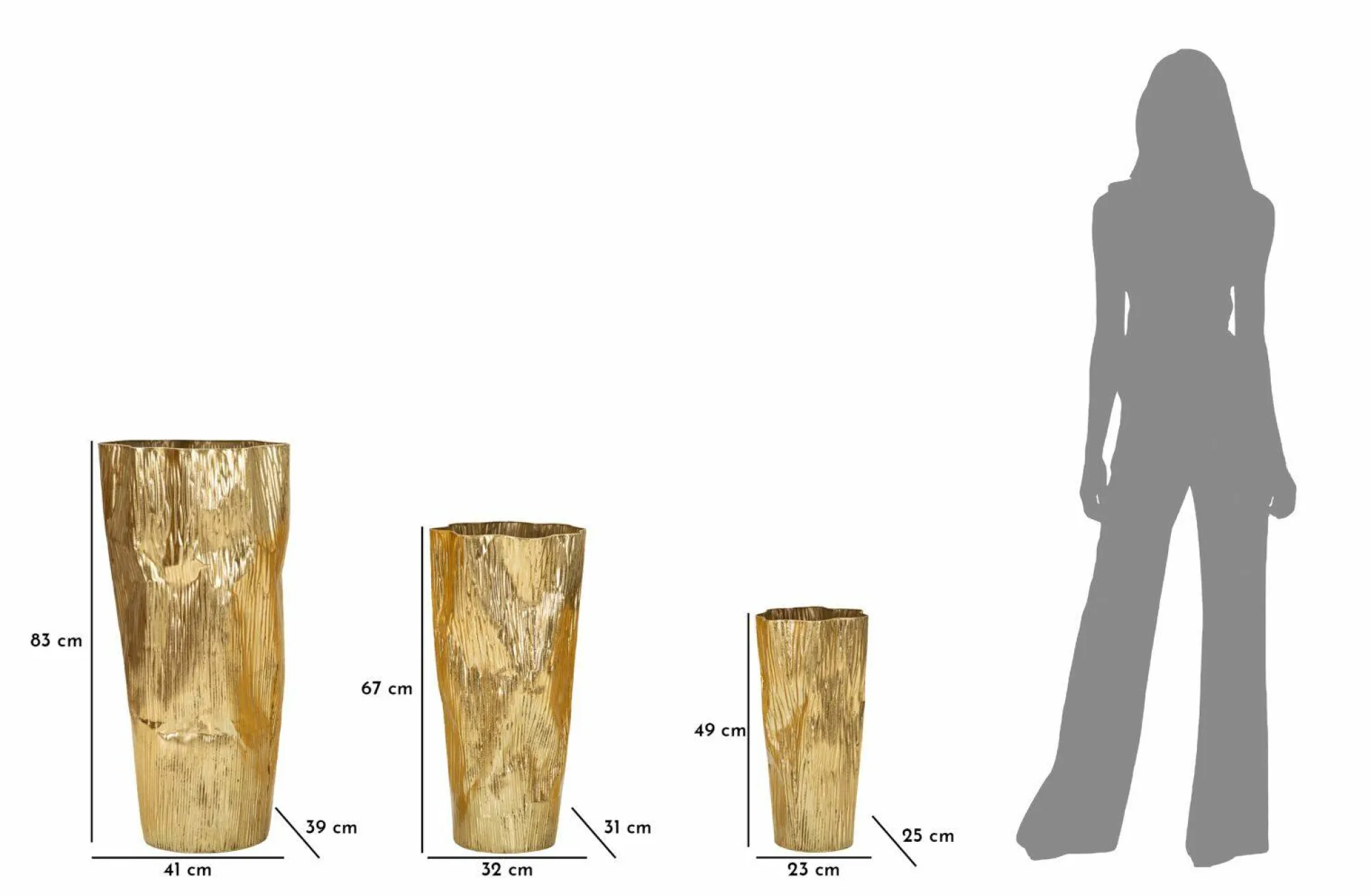Set di 3 vasi Frentano, 41x39 h83 cm,<Dmora Fashion
